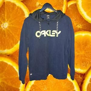 Oakley Full Zip Navy‎ Hooded Sweatshirt with Logo on Front Size Large